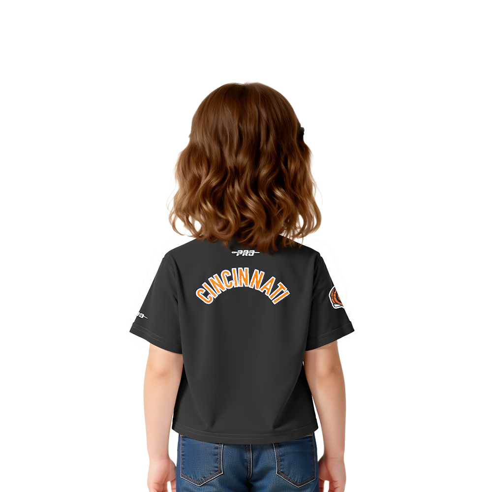 NFL CINCINNATI BENGALS CLASSIC TODDLER GIRLS SHORT SLEEVE BOXY TEE (BLACK)