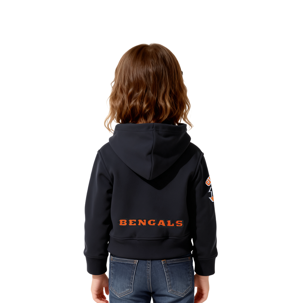 NFL CINCINNATI BENGALS CLASSIC TODDLER GIRLS FLEECE FULL ZIP HOODIE  (BLACK)