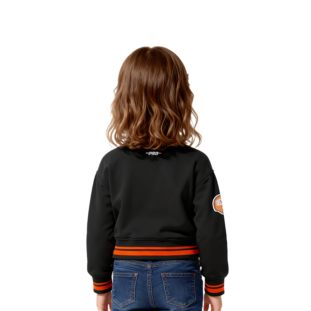 NFL CINCINNATI BENGALS RETRO CLASSIC TODDLER GIRLS RIB FLEECE CREWNECK (BLACK/ORANGE)