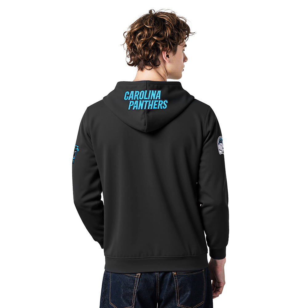 NFL CAROLINA PANTHERS OLD ENGLISH MEN'S PO HOODIE (BLACK)