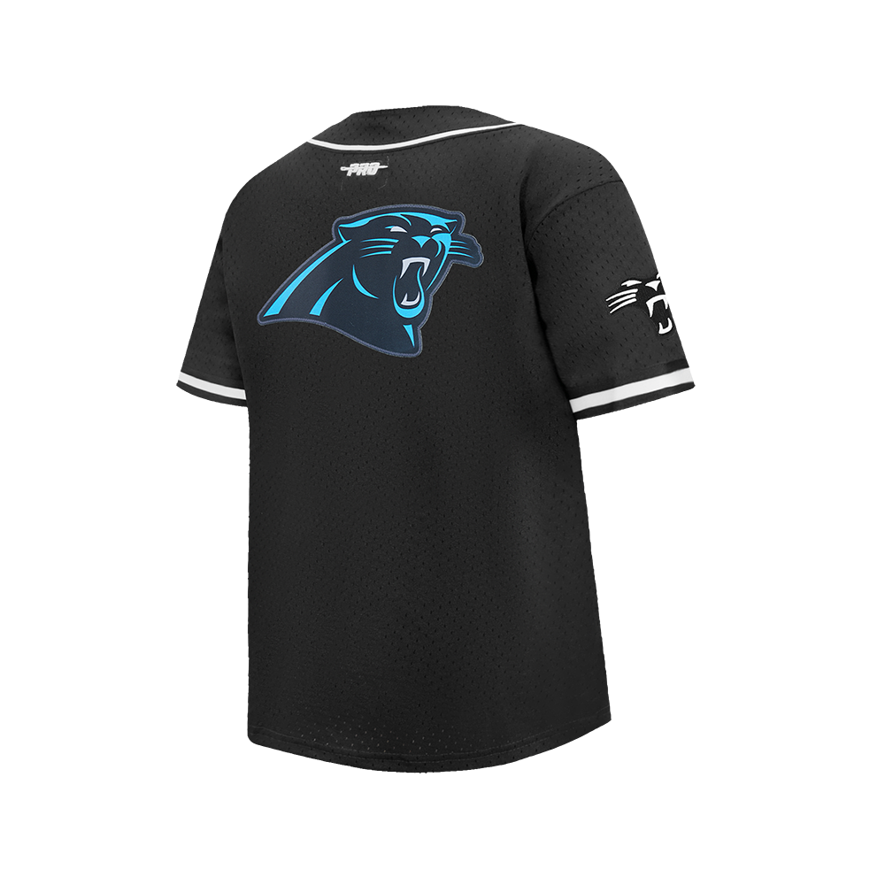 NFL CAROLINA PANTHERS CLASSIC BIG BOY'S MESH BUTTON DOWN SHIRT (BLACK)