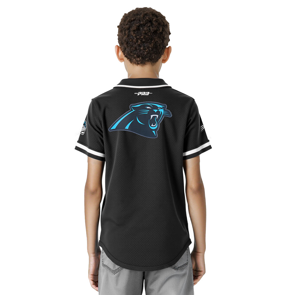 NFL CAROLINA PANTHERS CLASSIC BIG BOY'S MESH BUTTON DOWN SHIRT (BLACK)