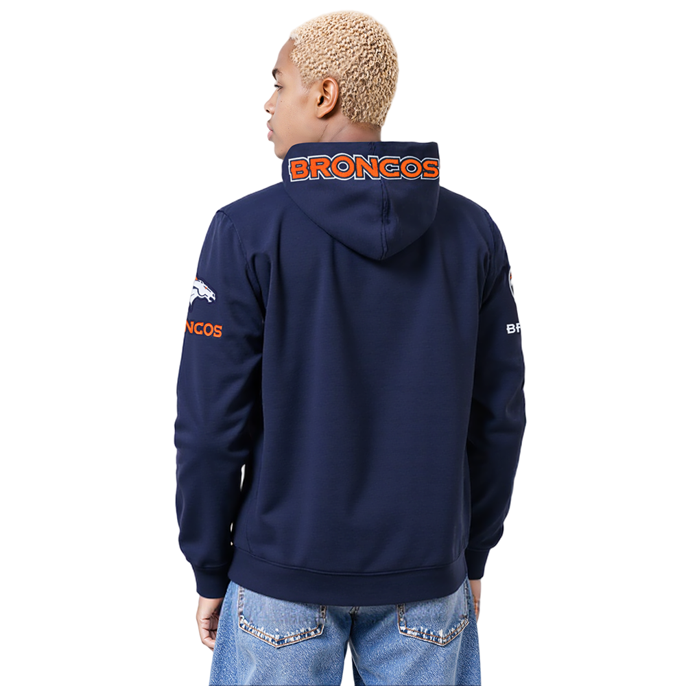 NFL DENVER BRONCOS CLASSIC CHENILLE MEN'S PULLOVER HOODIE (MIDNIGHT NAVY)