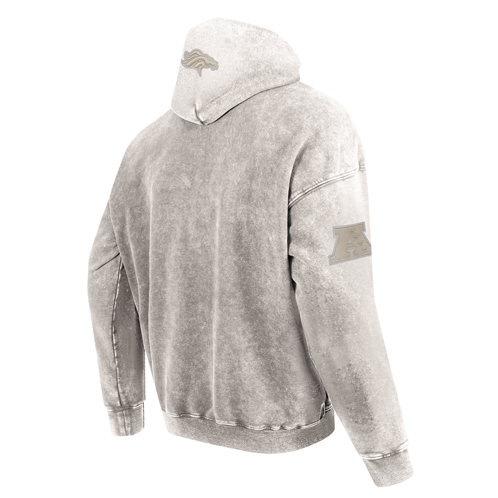 NFL DENVER BRONCOS WASHED CLASSIC MEN'S ENZYME WASH DROP SHOULDER FT PO HOODIE (WASHED WARM SLATE)