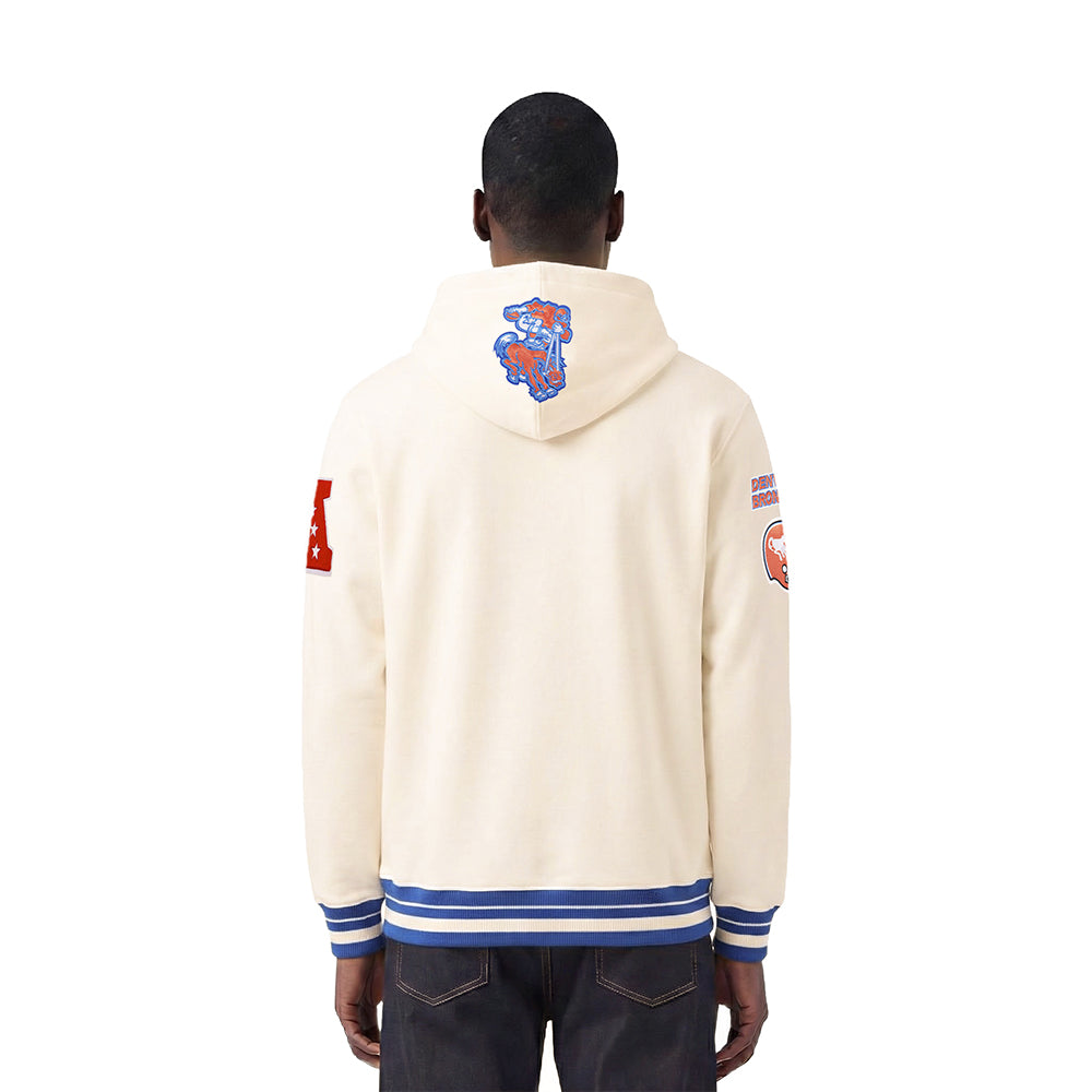 NFL DENVER BRONCOS RETRO CLASSIC MEN'S PULLOVER HOODIE (EGGSHELL/ROYAL BLUE)