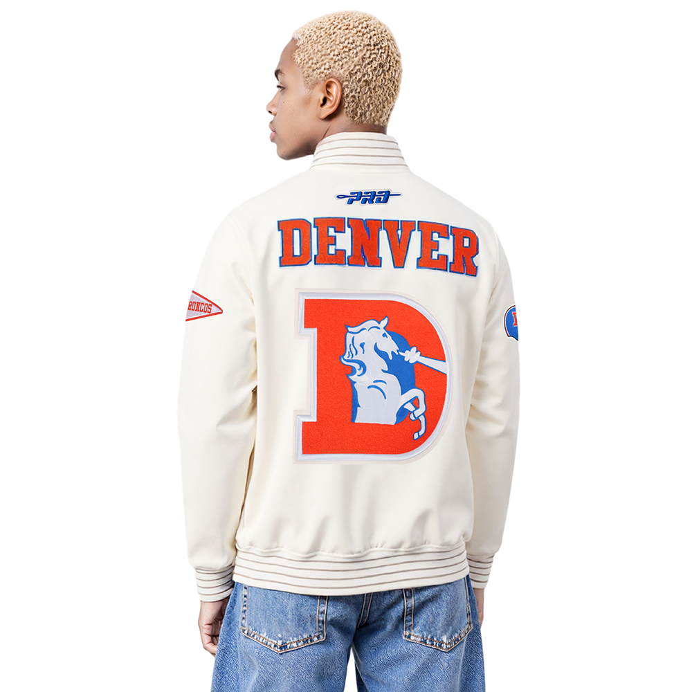 NFL DENVER BRONCOS RETRO CLASSIC MEN'S PULLOVER HOODIE (EGGSHELL/ROYAL BLUE)
