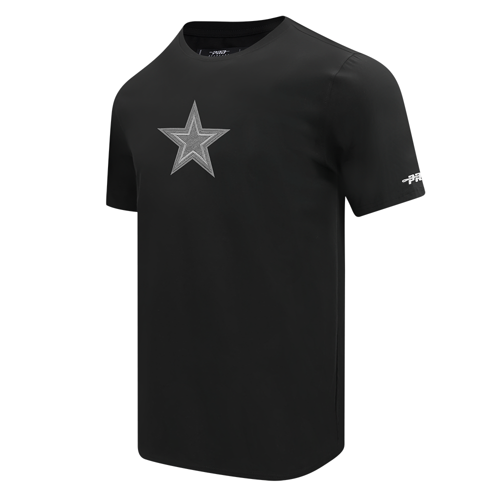 NFL DALLAS COWBOYS REVERSE FRENCH TERRY MEN'S COTTON JERSEY DROP SHOULDER TEE (BLACK)