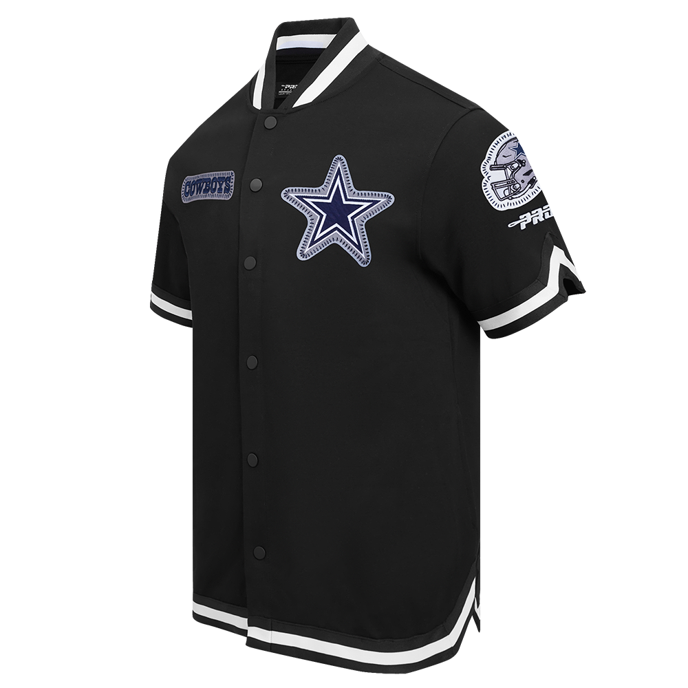 NFL DALLAS COWBOYS DIY PICK STITCH MEN'S DOUBLE KNIT SHORT SLEEVE JACKET (BLACK)