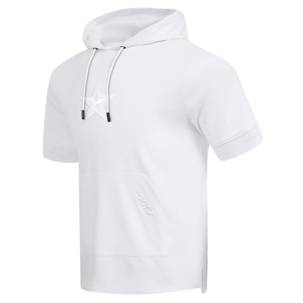 NFL DALLAS COWBOYS WHITE OUT MEN'S SHORT SLEEVE PULLOVER HOODIE (WHITE)
