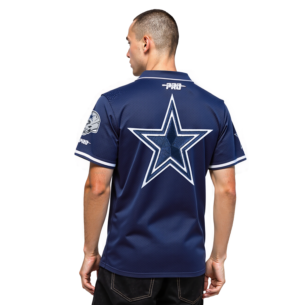 NFL DALLAS COWBOYS CEE DEE LAMB #88 CLASSIC MESH PNN MEN'S MESH BUTTON DOWN SHIRT (MIDNIGHT NAVY)
