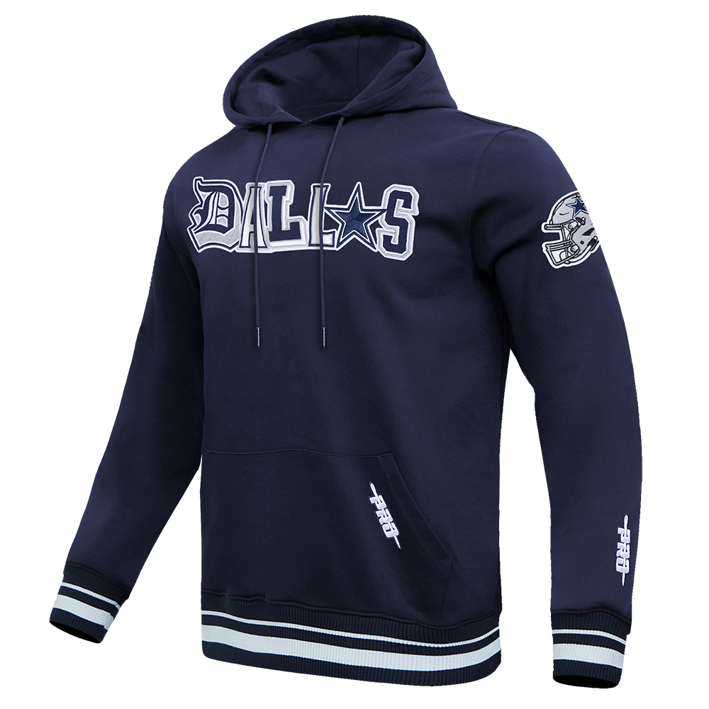 NFL DALLAS COWBOYS CITY RANSOM MEN'S RIB FLEECE PULLOVER HOODIE (MIDNIGHT NAVY)