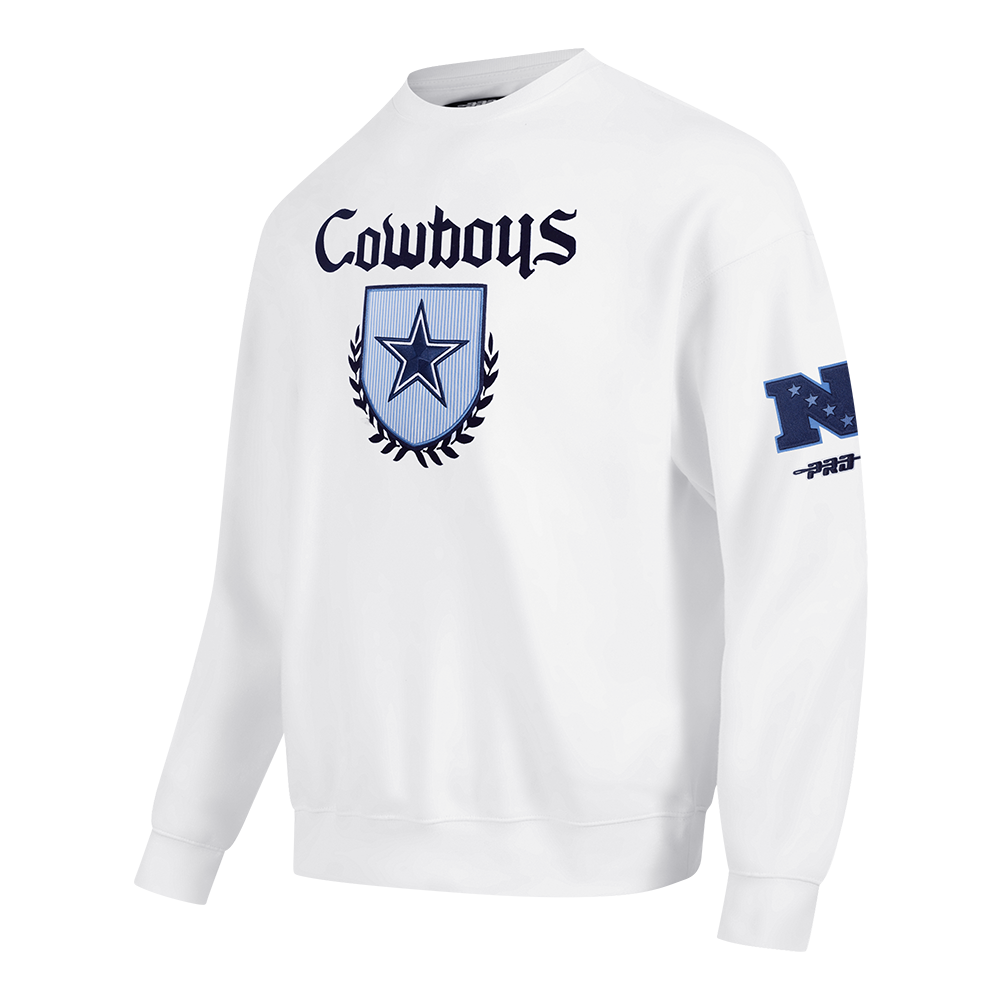 NFL DALLAS COWBOYS COUNTRY CLUB MEN'S DROP SHOULDER FLEECE CREWNECK (WHITE)