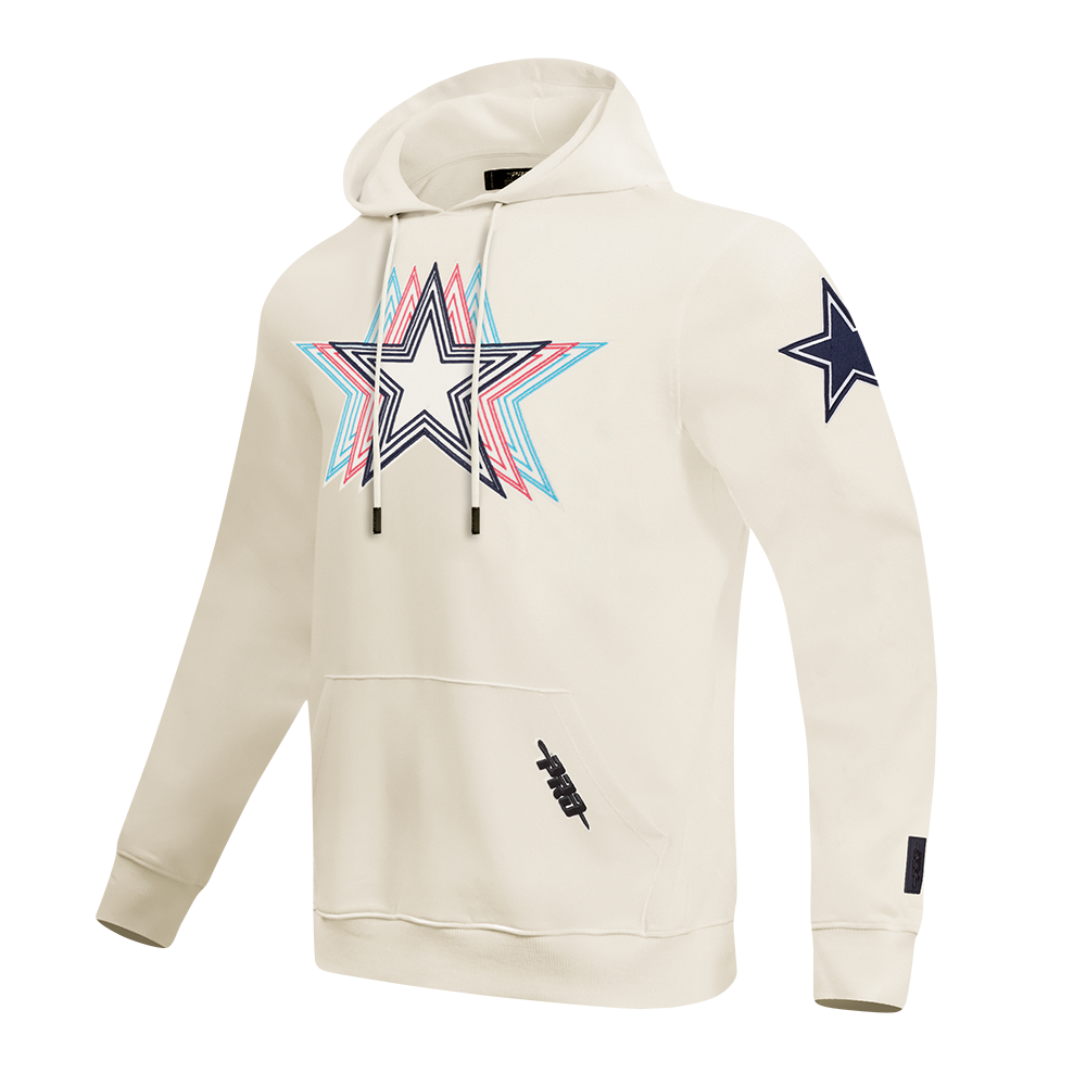 NFL DALLAS COWBOYS ECHO LOGO MEN'S FLEECE PULLOVER HOODIE (EGGSHELL)