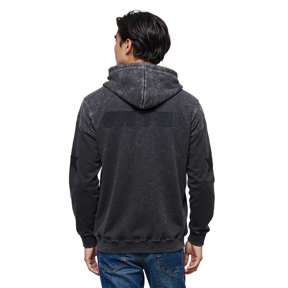 NFL DALLAS COWBOYS WASHED VANGUARD MEN'S ENZYME WASH DROP SHOULDER F (WASHED BLACK)