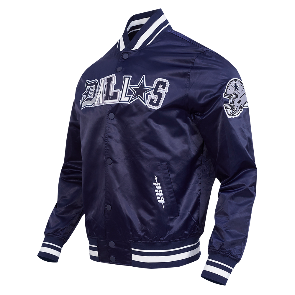 NFL DALLAS COWBOYS CITY RANSOM MEN'S RIB SATIN JACKET (MIDNIGHT NAVY)