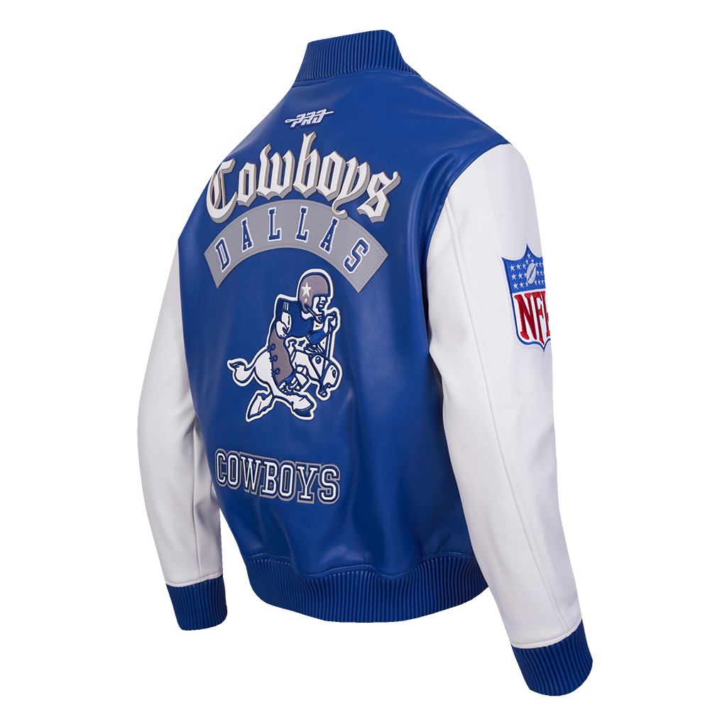 NFL DALLAS COWBOYS BEST OF MEN'S LEATHER VARSITY JACKET (DODGER BLUE/WHITE)