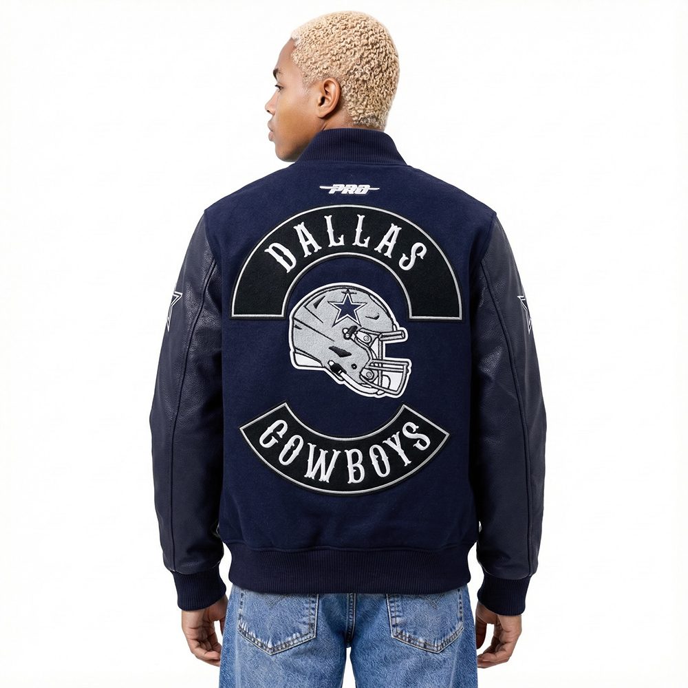 NFL DALLAS COWBOYS BORN FOR SPORT MEN'S WOOL VARSITY JACKET (MIDNIGHT NAVY)