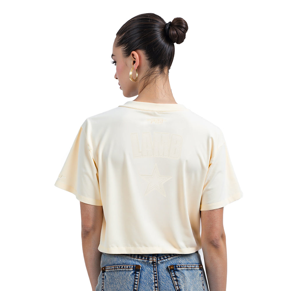 NFL DALLAS COWBOYS CEE DEE LAMB #88 NEUTRAL WOMEN'S SJ BOXY TEE (EGGSHELL)