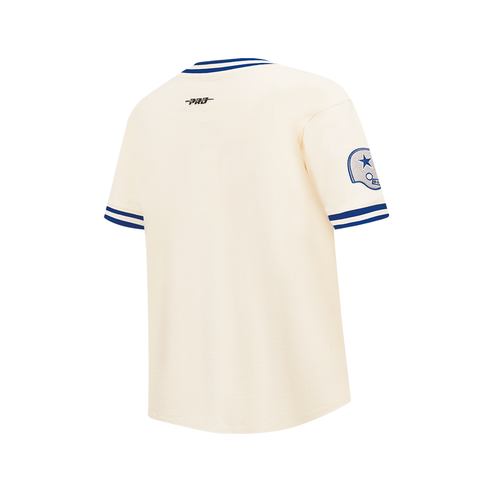 NFL DALLAS COWBOYS RETRO CLASSIC BIG BOY'S SS STRIPED RIB TEE (EGGSHELL/DODGER BLUE)