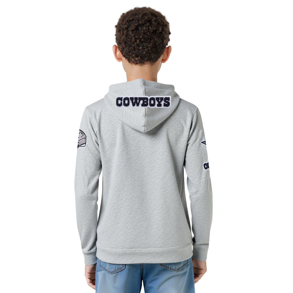 NFL DALLAS COWBOYS CLASSIC BIG BOYS FLEECE FULL ZIP HOODIE (HEATHER GREY)