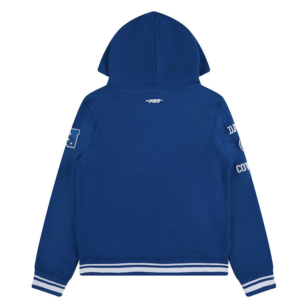 NFL DALLAS COWBOYS RETRO CLASSIC BIG BOYS RIB FLEECE PULLOVER HOODIE (DODGER BLUE)