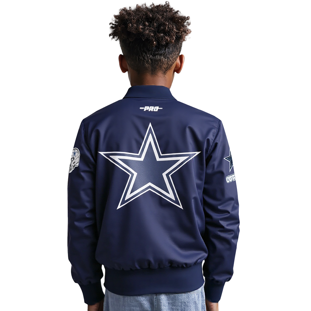 NFL DALLAS COWBOYS CLASSIC BIG BOYS SATIN JACKET (MIDNIGHT NAVY)