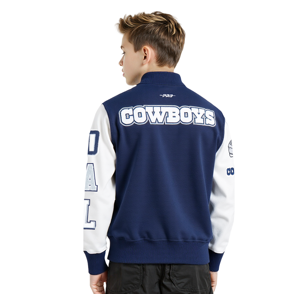 NFL DALLAS COWBOYS CLASSIC BIG BOYS WOOL VARSITY JACKET (MIDNIGHT NAVY/WHITE)