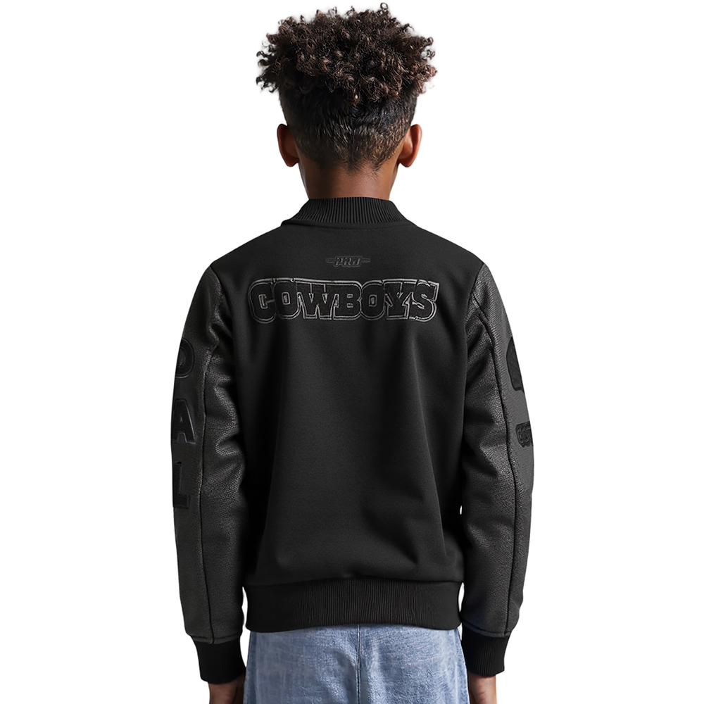 NFL DALLAS COWBOYS TRIPLE BLACK BIG BOYS WOOL VARSITY JACKET (JET BLACK)