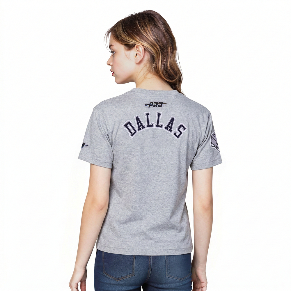 NFL DALLAS COWBOYS CLASSIC BIG GIRLS SHORT SLEEVE BOXY TEE (HEATHER GREY)
