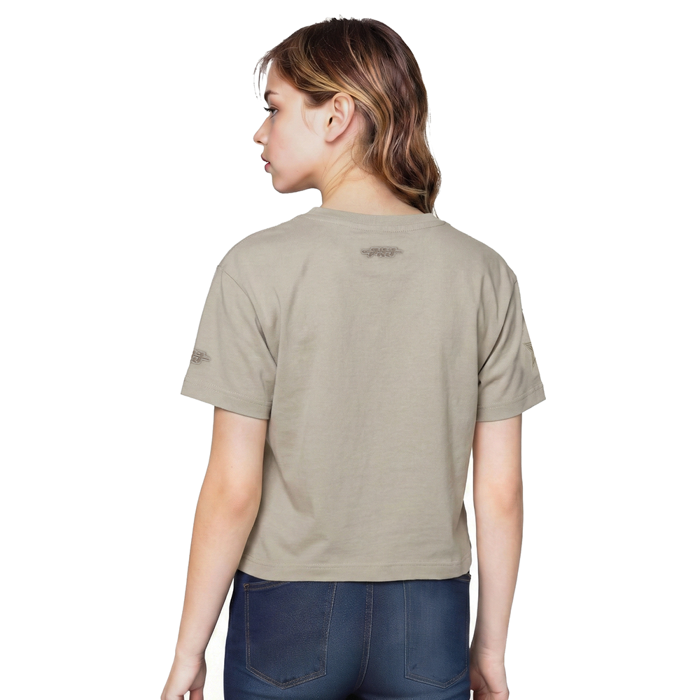 NFL DALLAS COWBOYS NEUTRAL BIG GIRLS SHORT SLEEVE BOXY TEE (TAUPE)
