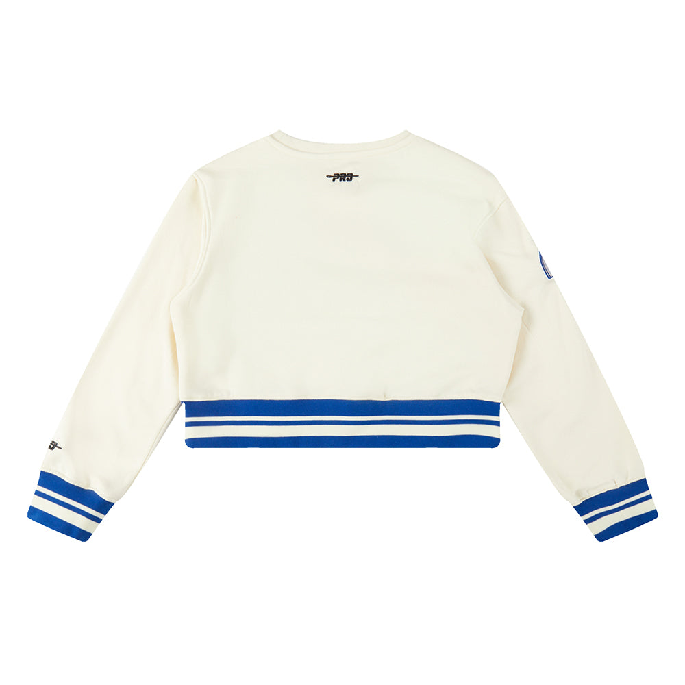 NFL DALLAS COWBOYS RETRO CLASSIC BIG GIRLS  RIB FLEECE CREWNECK (EGGSHELL/DODGER BLUE)