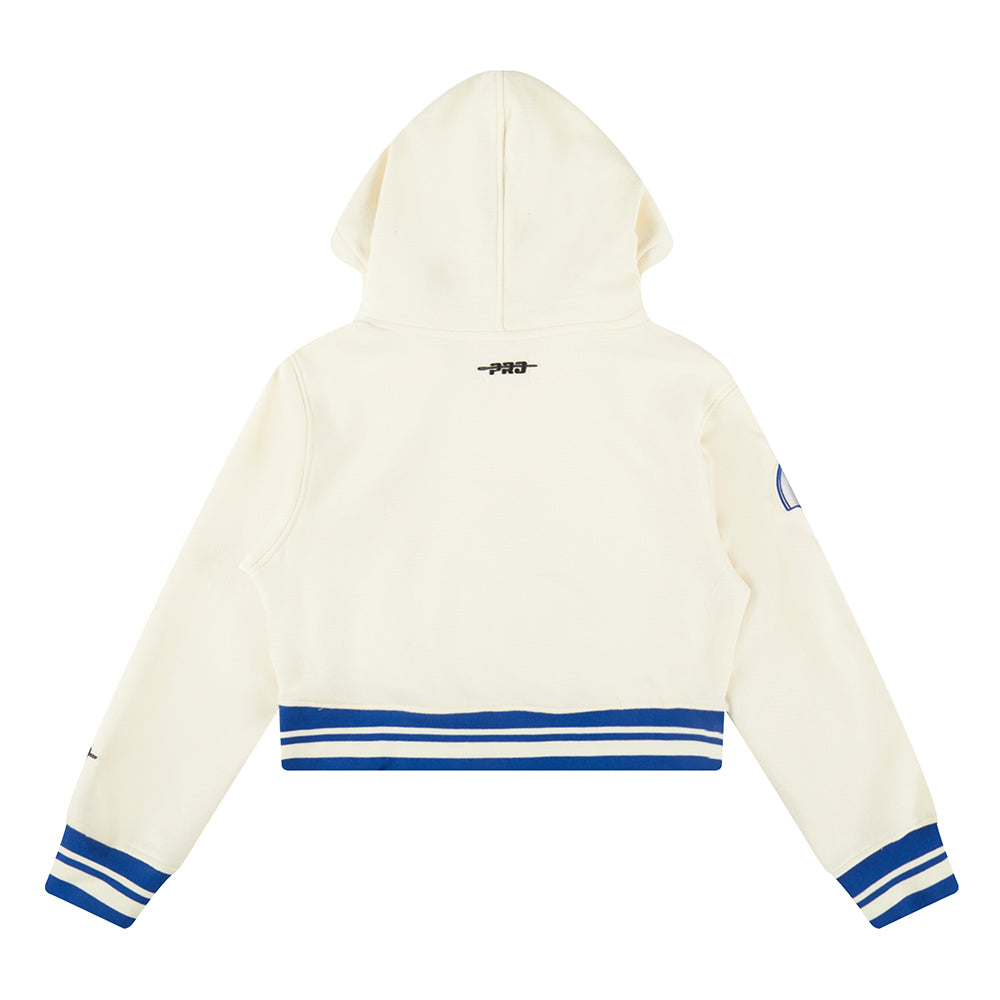 NFL DALLAS COWBOYS RETRO CLASSIC BIG GIRLS  RIB FLEECE PULLOVER HOODIE (EGGSHELL/DODGER BLUE)