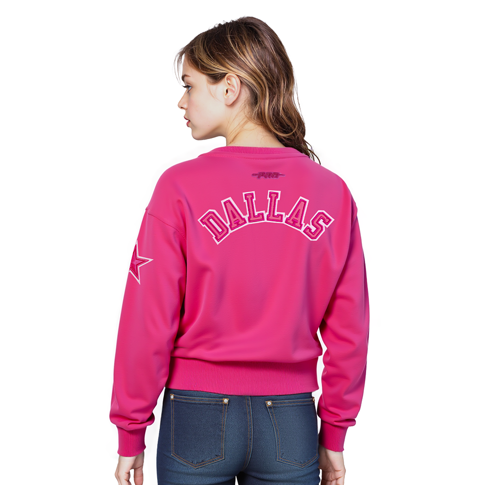 NFL DALLAS COWBOYS TRIPLE PINK BIG GIRLS  FLEECE CREWNECK (BEETROOT PURPLE)