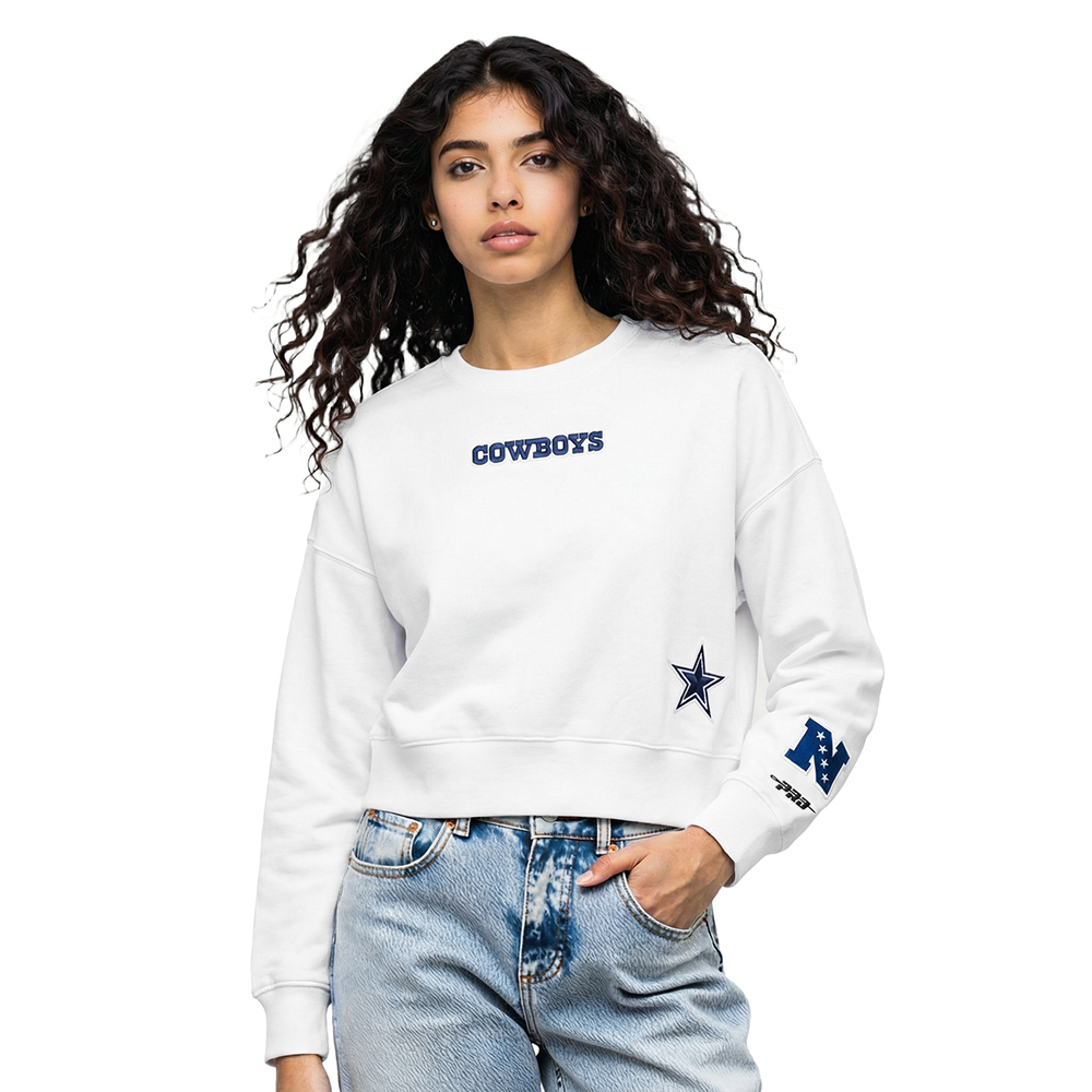 NFL DALLAS COWBOYS WINGSPAN WOMEN'S FLC CREWNECK (WHITE)