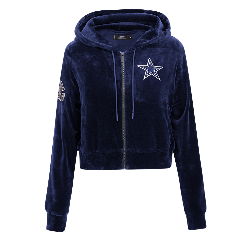 NFL DALLAS COWBOYS CLASSIC WOMEN S VELOUR FZ PO HOODIE MIDNIGHT NAVY Pro Standard