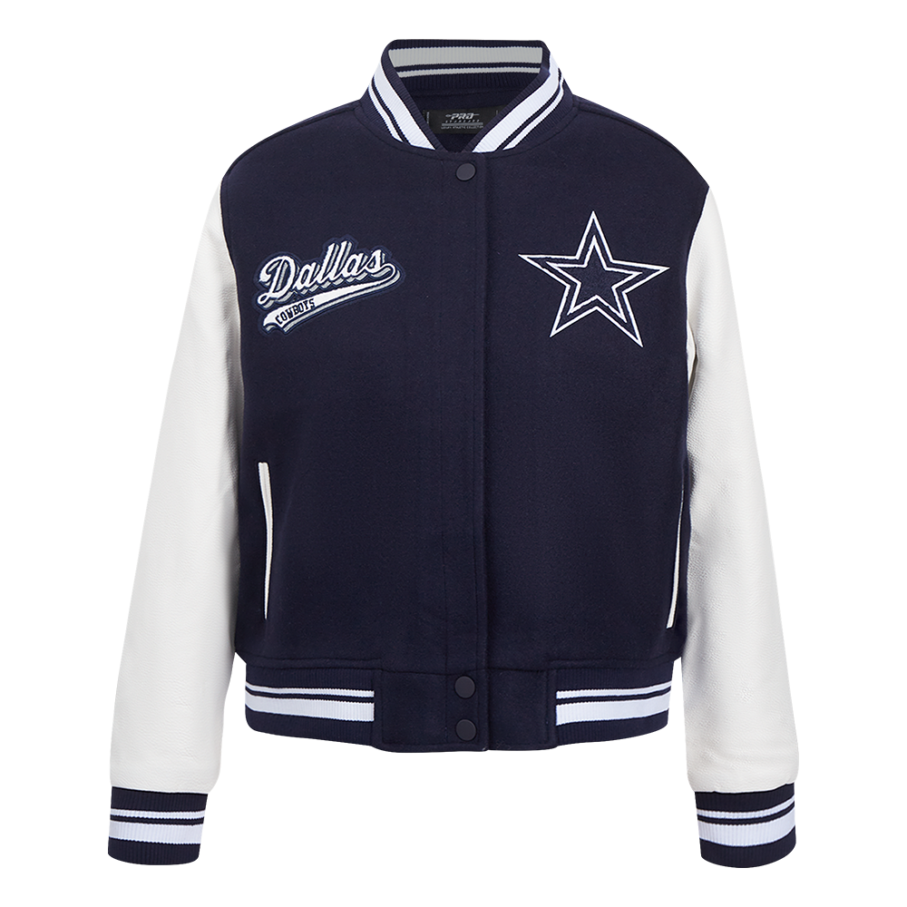 NFL DALLAS COWBOYS SCRIPT TAIL WOMEN'S WOOL VARSITY JACKET (MIDNIGHT N ...