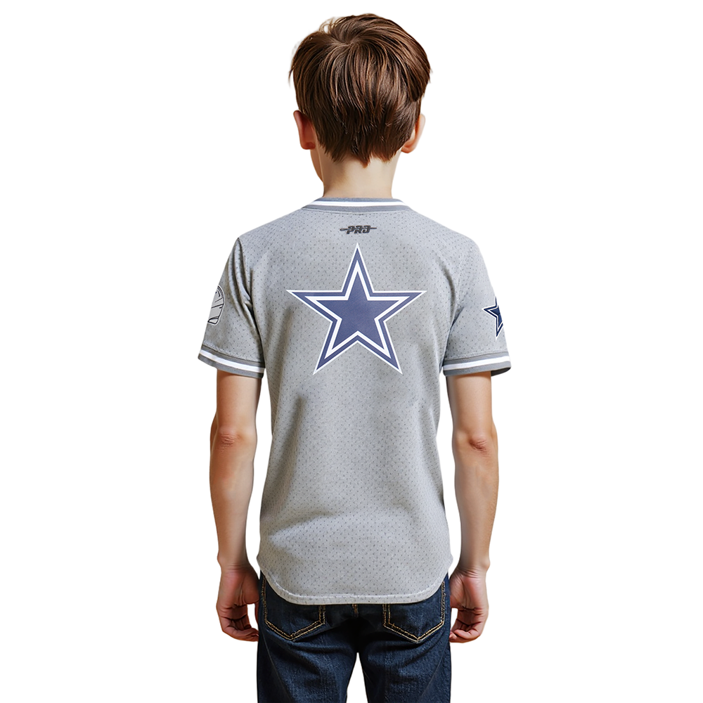 NFL DALLAS COWBOYS CLASSIC LITTLE BOYS SHORT SLEEVE MESH TEE (GRAY)