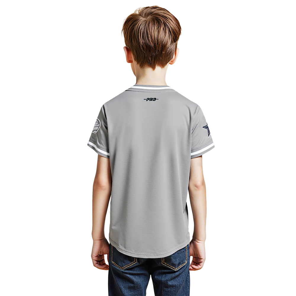NFL DALLAS COWBOYS CLASSIC LITTLE BOYS SHORT SLEEVE STRIPED RIB TEE (GRAY)