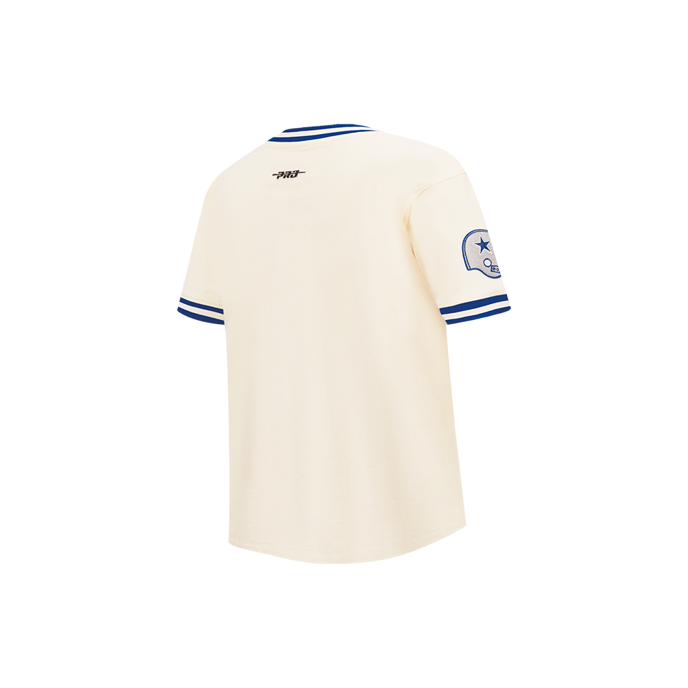 NFL DALLAS COWBOYS RETRO CLASSIC LITTLE BOY'S SS STRIPED RIB TEE (EGGSHELL/DODGER BLUE)