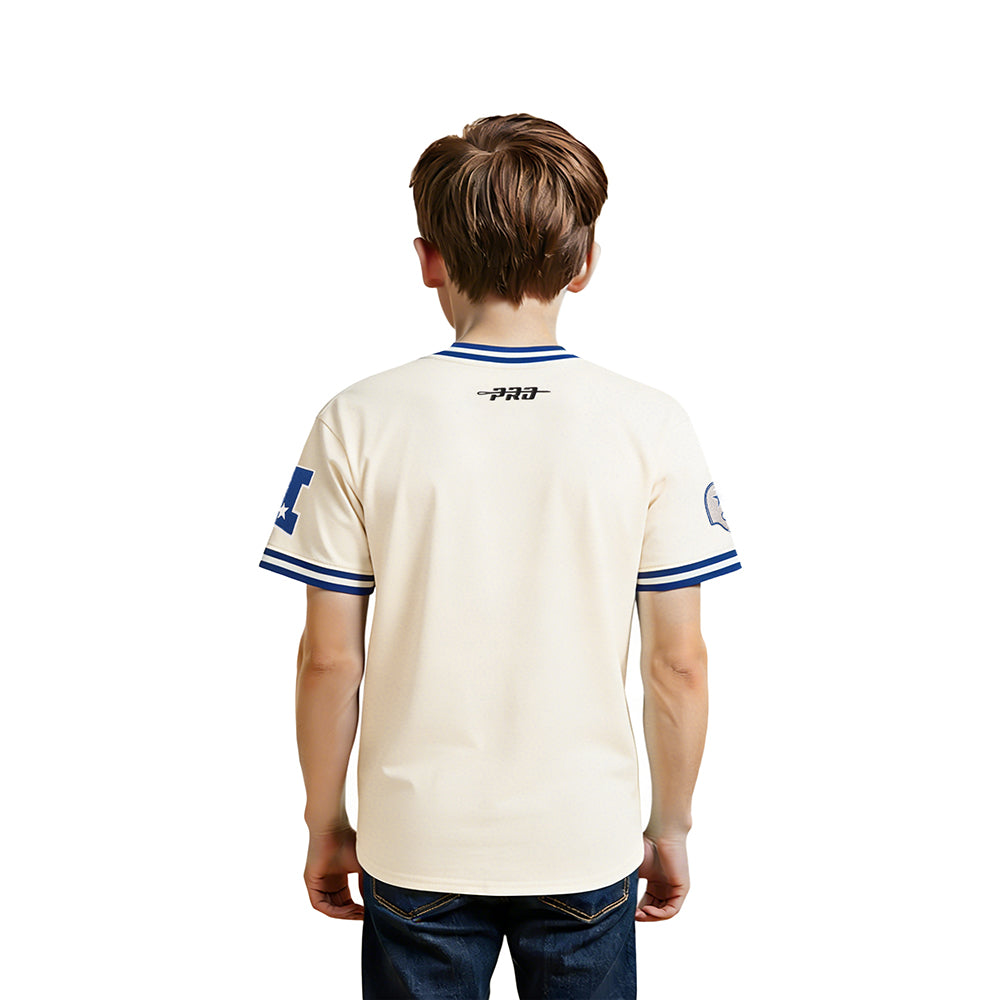NFL DALLAS COWBOYS RETRO CLASSIC LITTLE BOY'S SS STRIPED RIB TEE (EGGSHELL/DODGER BLUE)