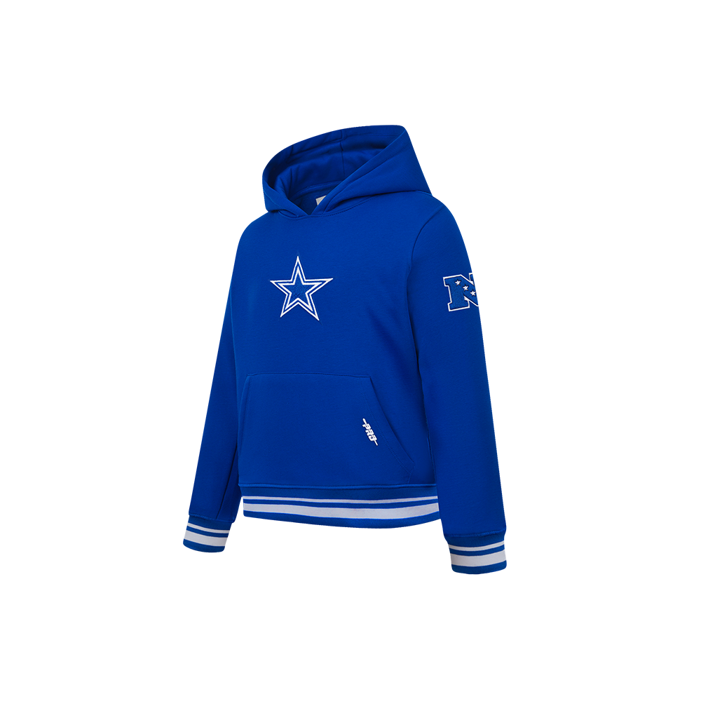 NFL DALLAS COWBOYS RETRO CLASSIC LITTLE BOYS RIB FLEECE PULLOVER HOODIE (DODGER BLUE)