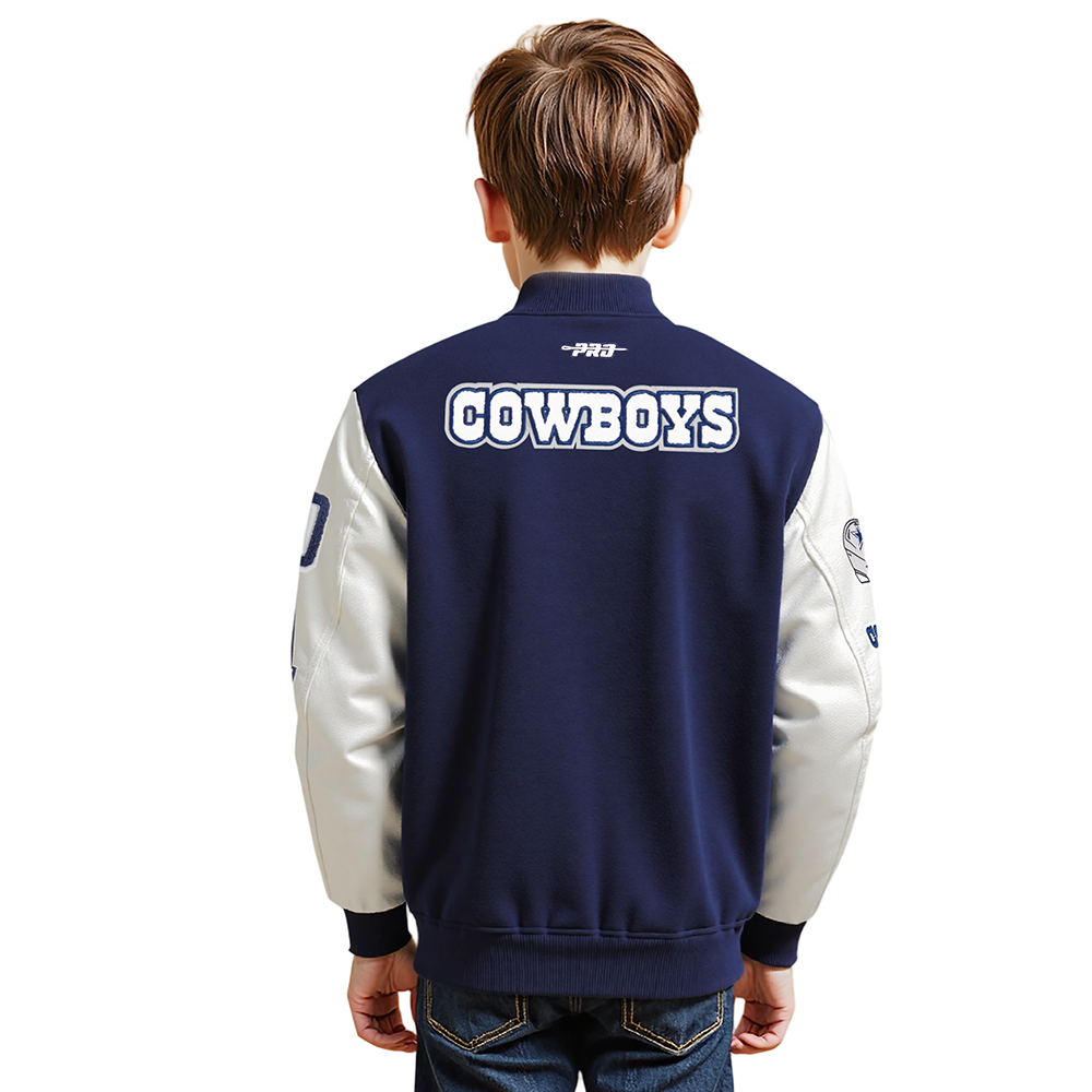 NFL DALLAS COWBOYS CLASSIC LITTLE BOYS WOOL VARSITY JACKET (MIDNIGHT NAVY/WHITE)