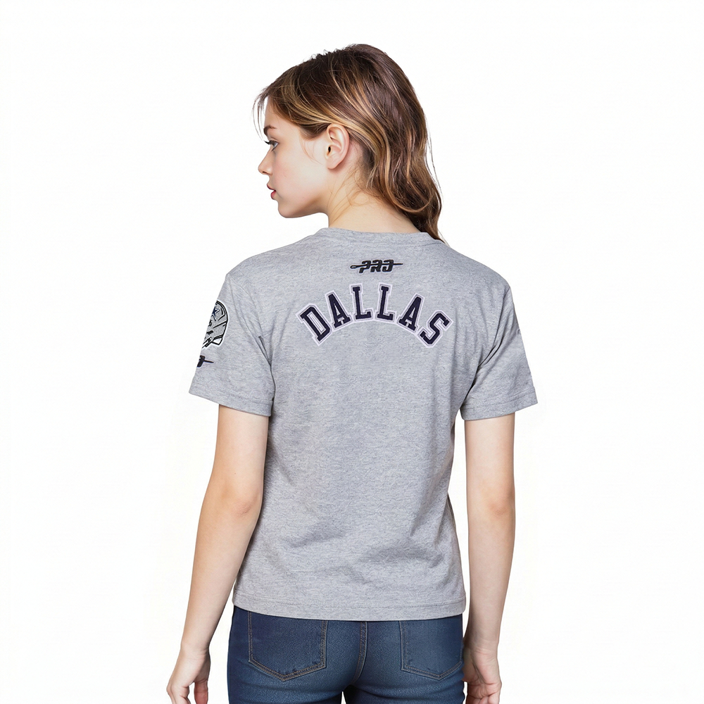 NFL DALLAS COWBOYS CLASSIC LITTLE GIRLS SHORT SLEEVE BOXY TEE (HEATHER GREY)
