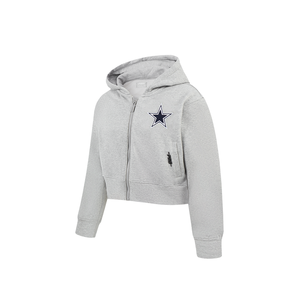 NFL DALLAS COWBOYS CLASSIC LITTLE GIRLS  FLEECE FULL ZIP HOODIE (HEATHER GREY)