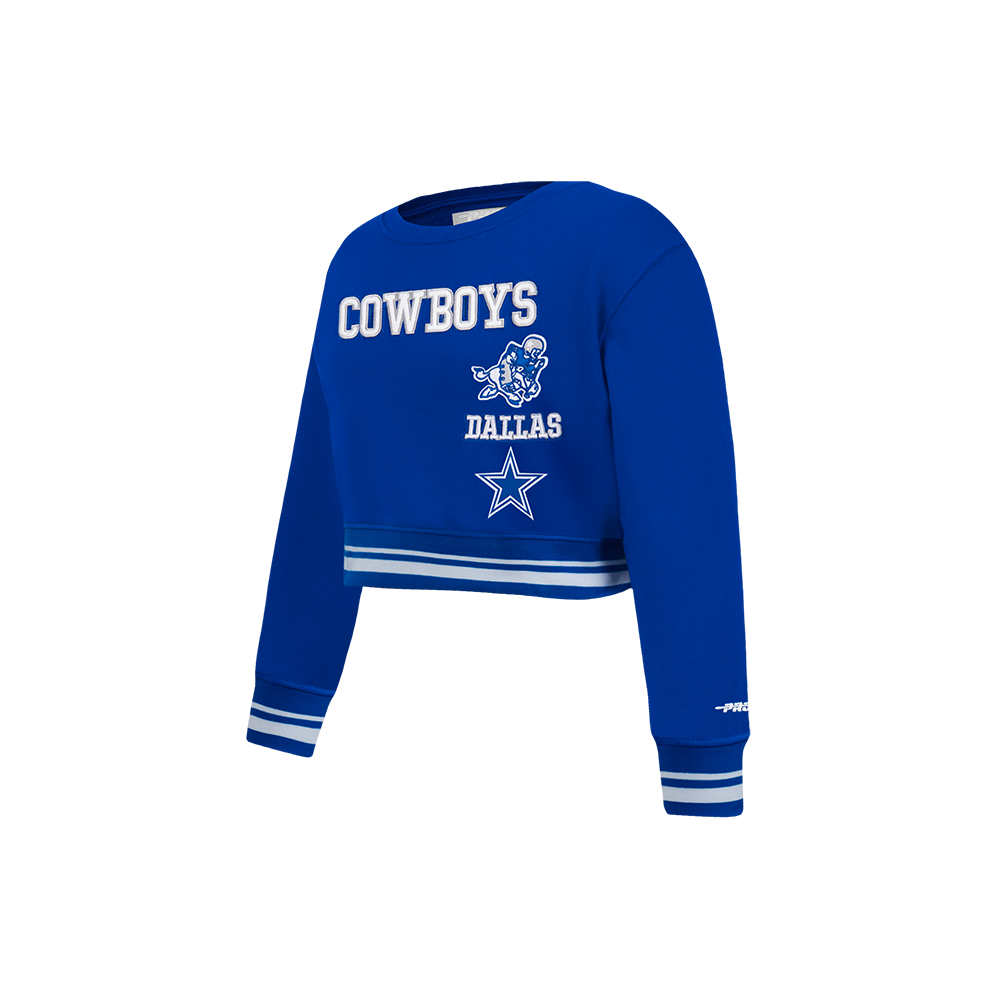 NFL DALLAS COWBOYS RETRO CLASSIC LITTLE GIRLS  RIB FLEECE CREWNECK (DODGER BLUE)
