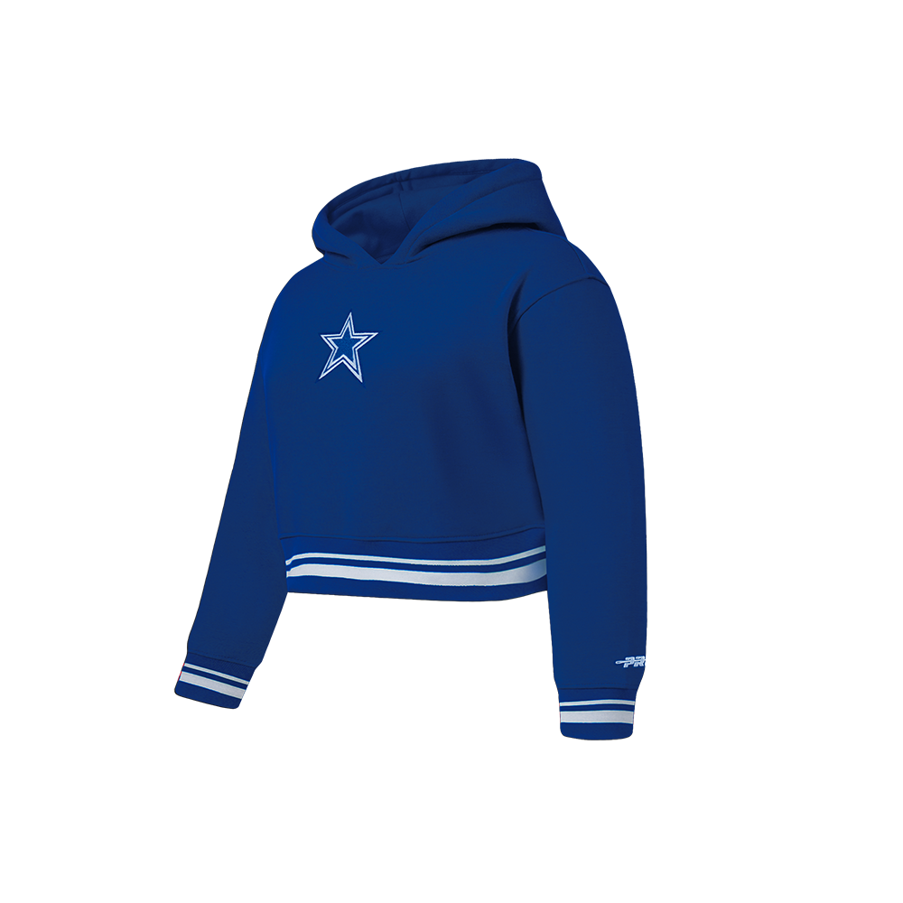 NFL DALLAS COWBOYS RETRO CLASSIC LITTLE GIRLS  RIB FLEECE PULLOVER HOODIE (DODGER BLUE)