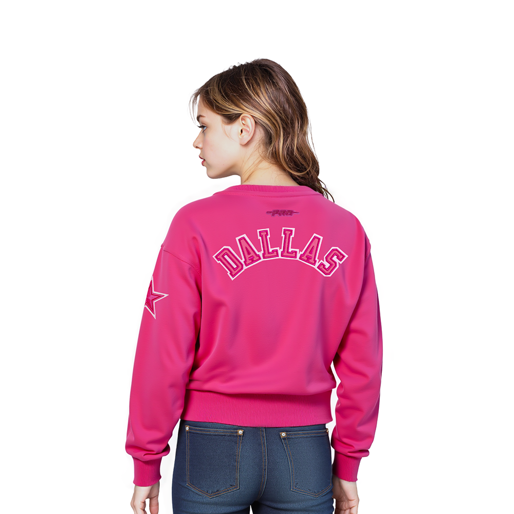 NFL DALLAS COWBOYS TRIPLE PINK LITTLE GIRLS  FLEECE CREWNECK (BEETROOT PURPLE)
