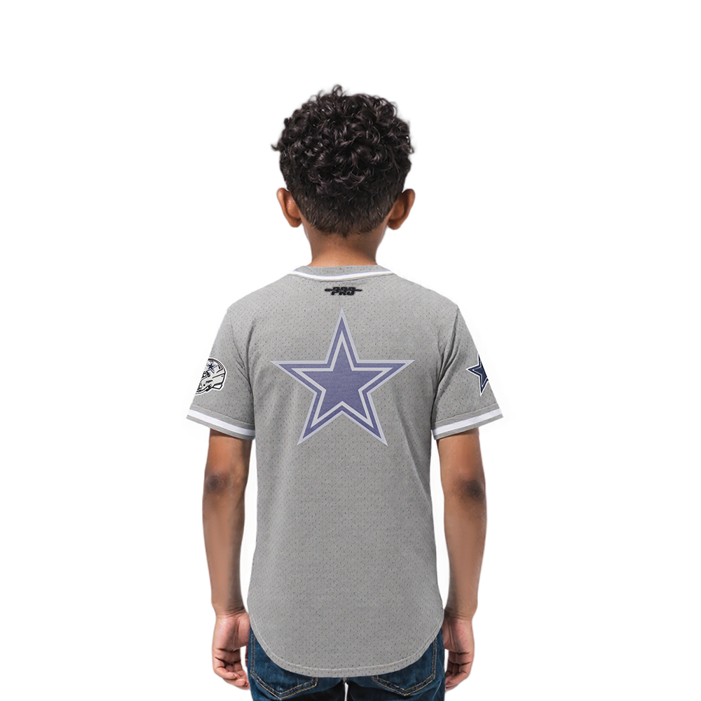 NFL DALLAS COWBOYS CLASSIC TODDLER BOYS MESH BUTTON DOWN SHIRT (GRAY)