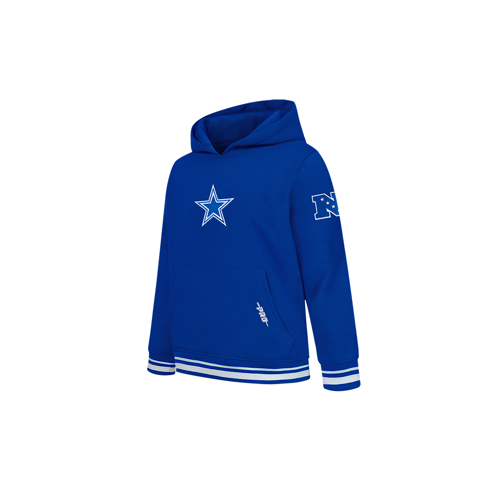 NFL DALLAS COWBOYS RETRO CLASSIC TODDLER BOYS RIB FLEECE PULLOVER HOODIE (DODGER BLUE)