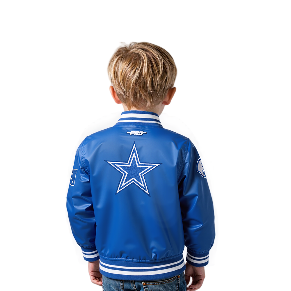 NFL DALLAS COWBOYS RETRO CLASSIC TODDLER BOYS RIB SATIN JACKET (DODGER BLUE)